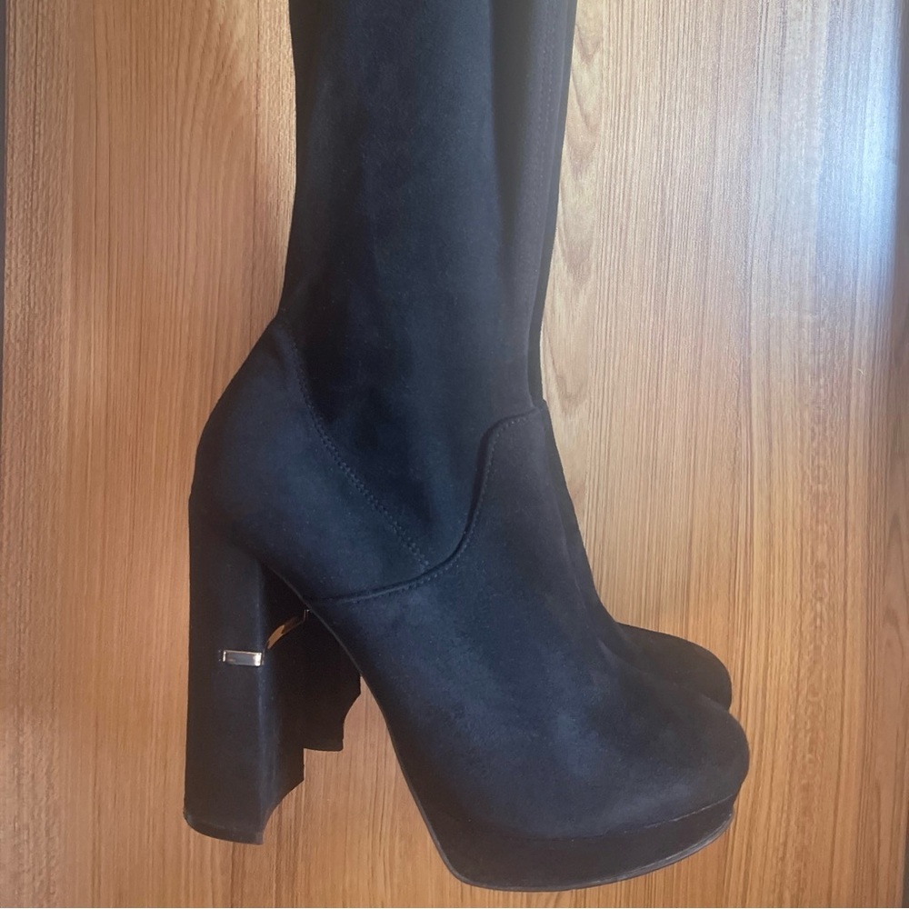 Gold Hardware Suede Over The Knee Boots